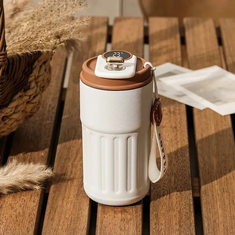 Copo termico para café e chás gelados: Copo termico com termômetro digital ORIGINAL COFFEE de alto padrão 500 ML